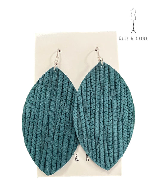 Deep Teal Suede Teardrop Earrings
