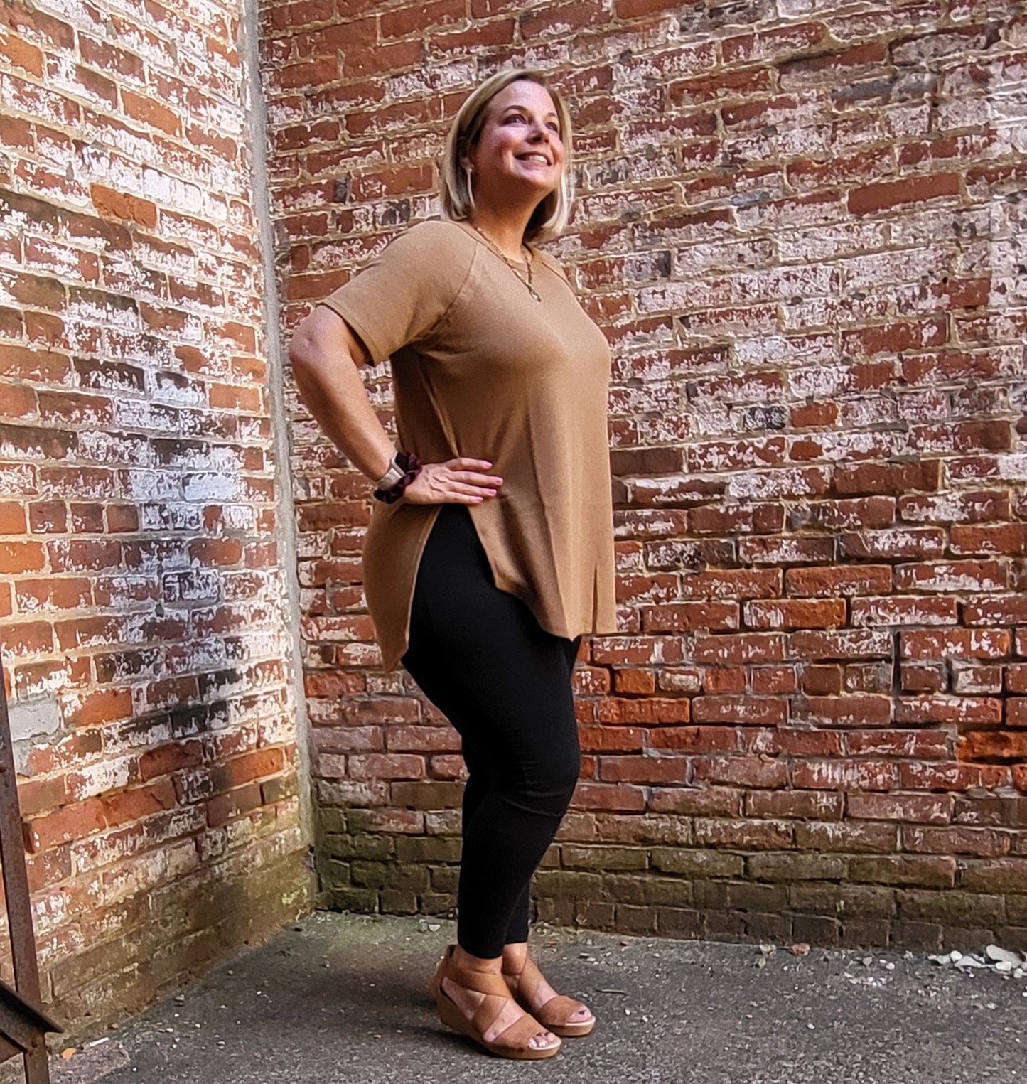 Couldn't Be Better Waffle knit top - Deep Sky Blue