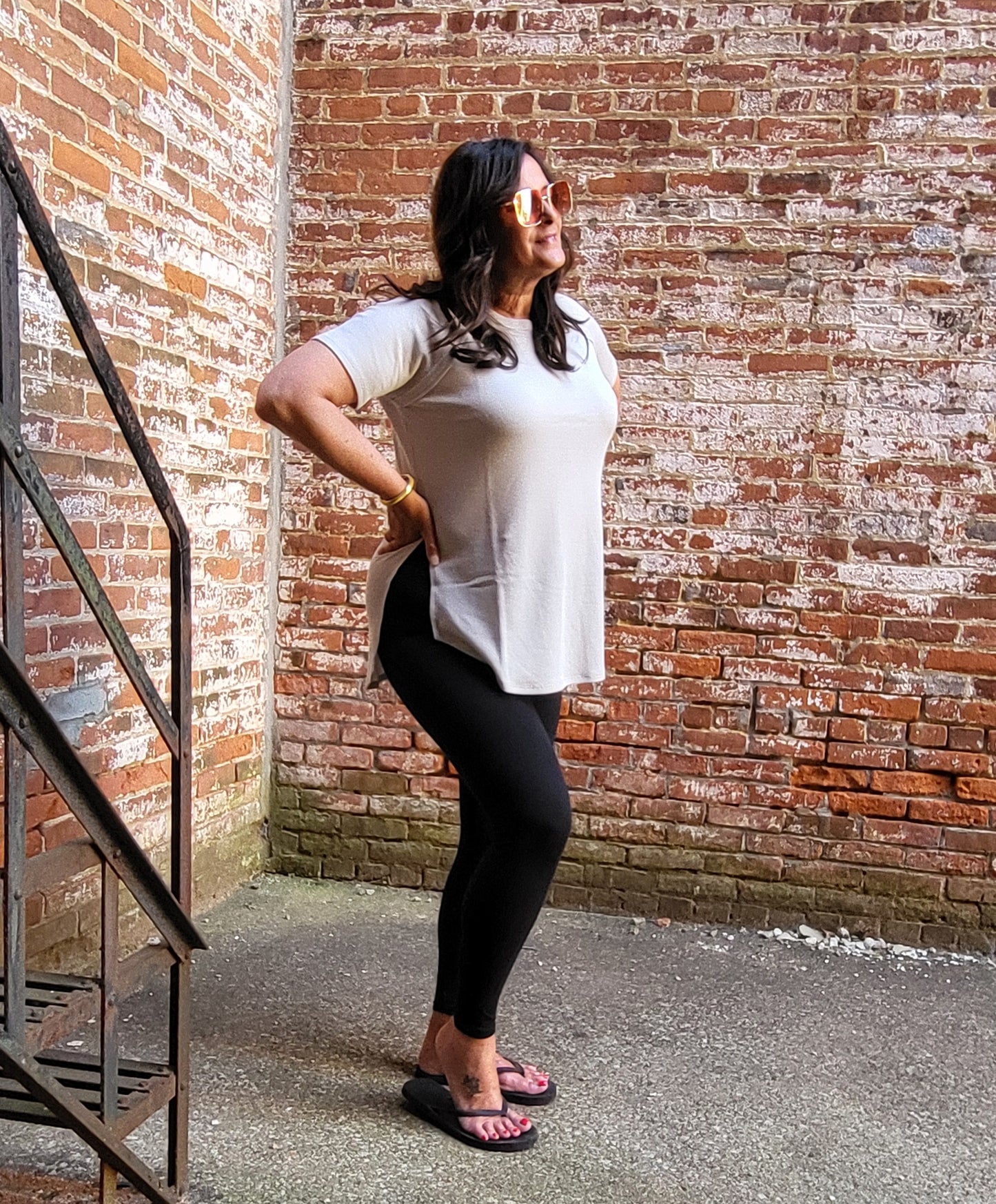 Couldn't Be Better Waffle knit top -Cement Grey Color