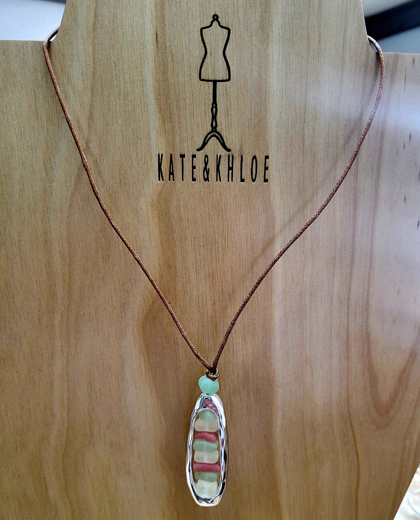 Ocean Whispers Beach Glass Necklace ~ Pink