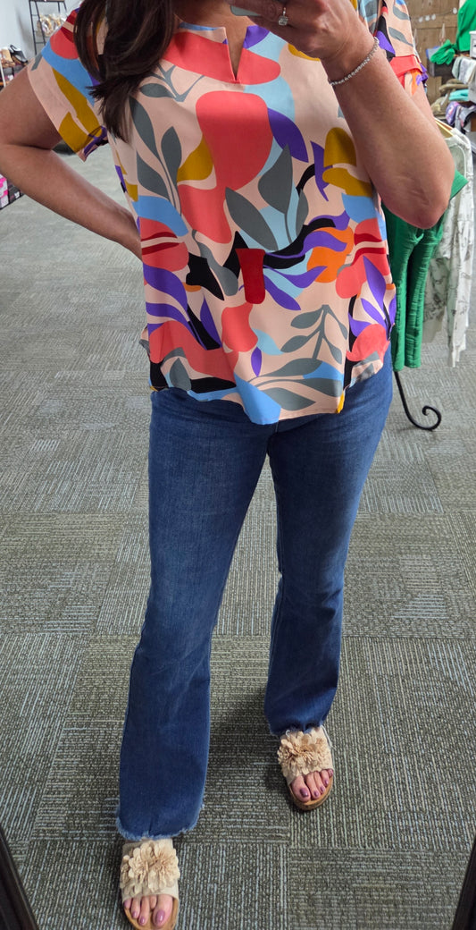 Just Peachy Abstract Print Top