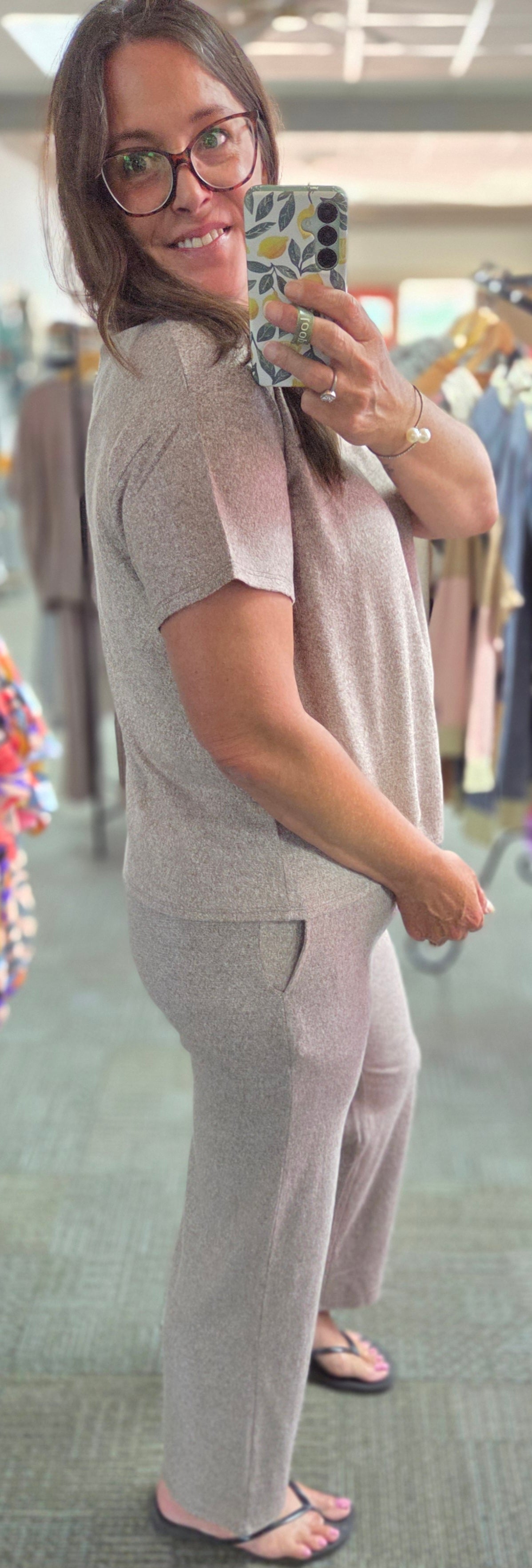 Cozy Melange Short Sleeve Set