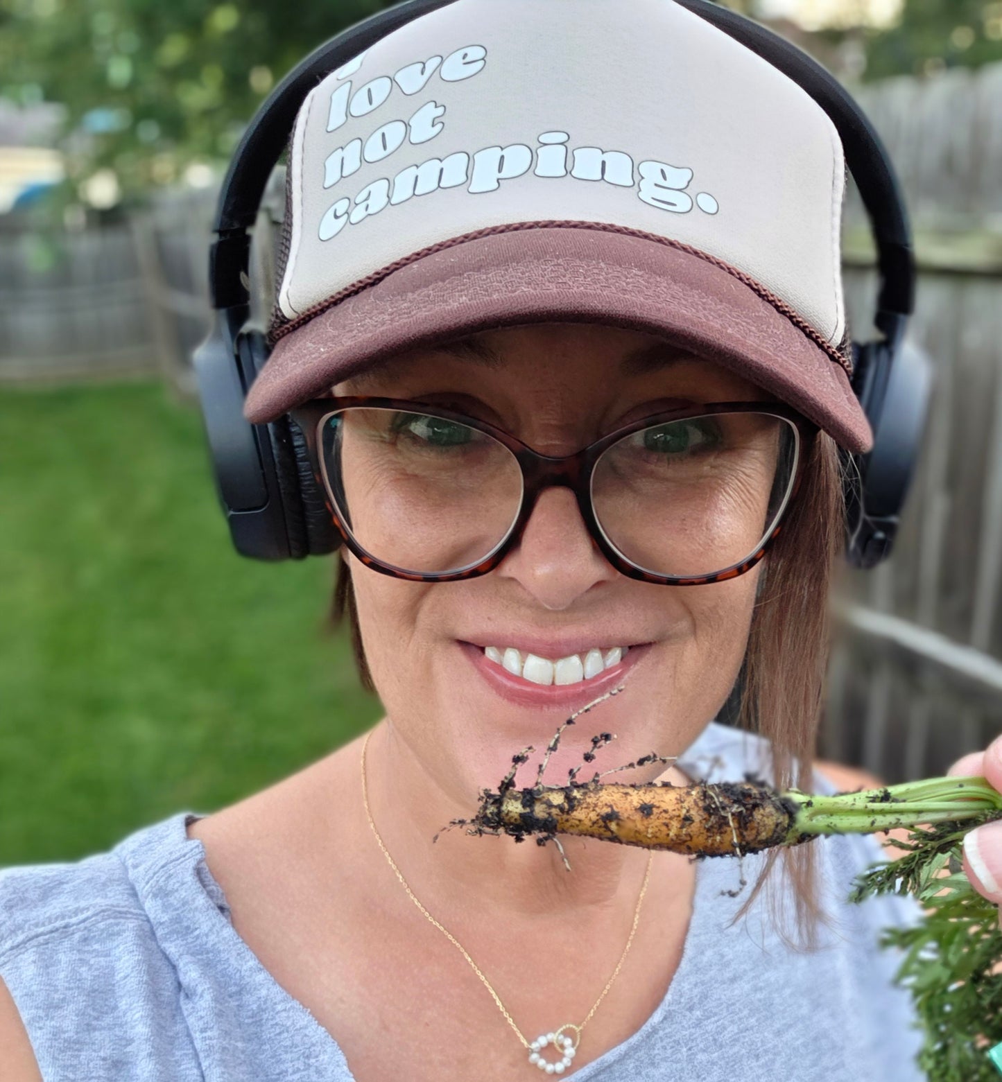 I love Not Camping Trucker hat