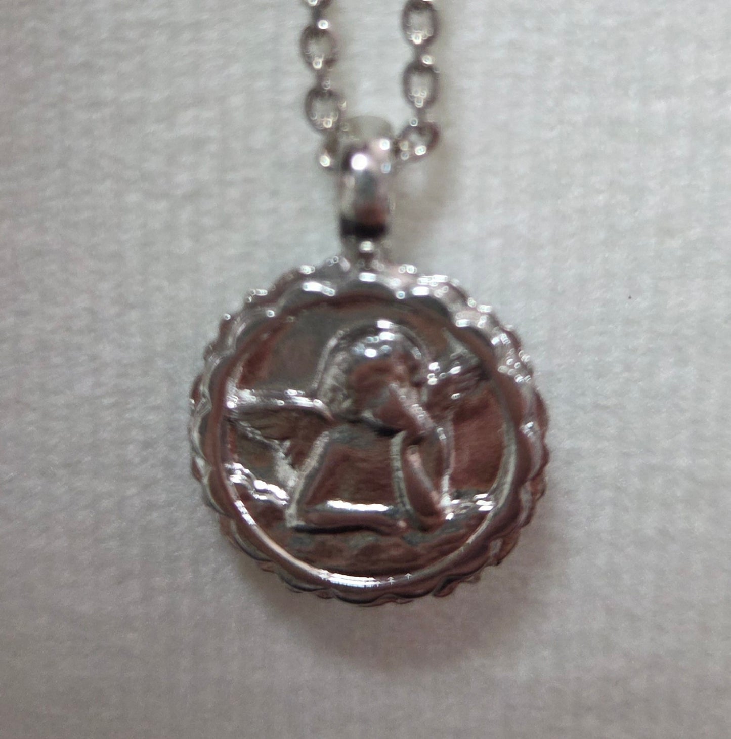 Mariana Guardian Angel Pendent Night Sky Rhodium Necklace