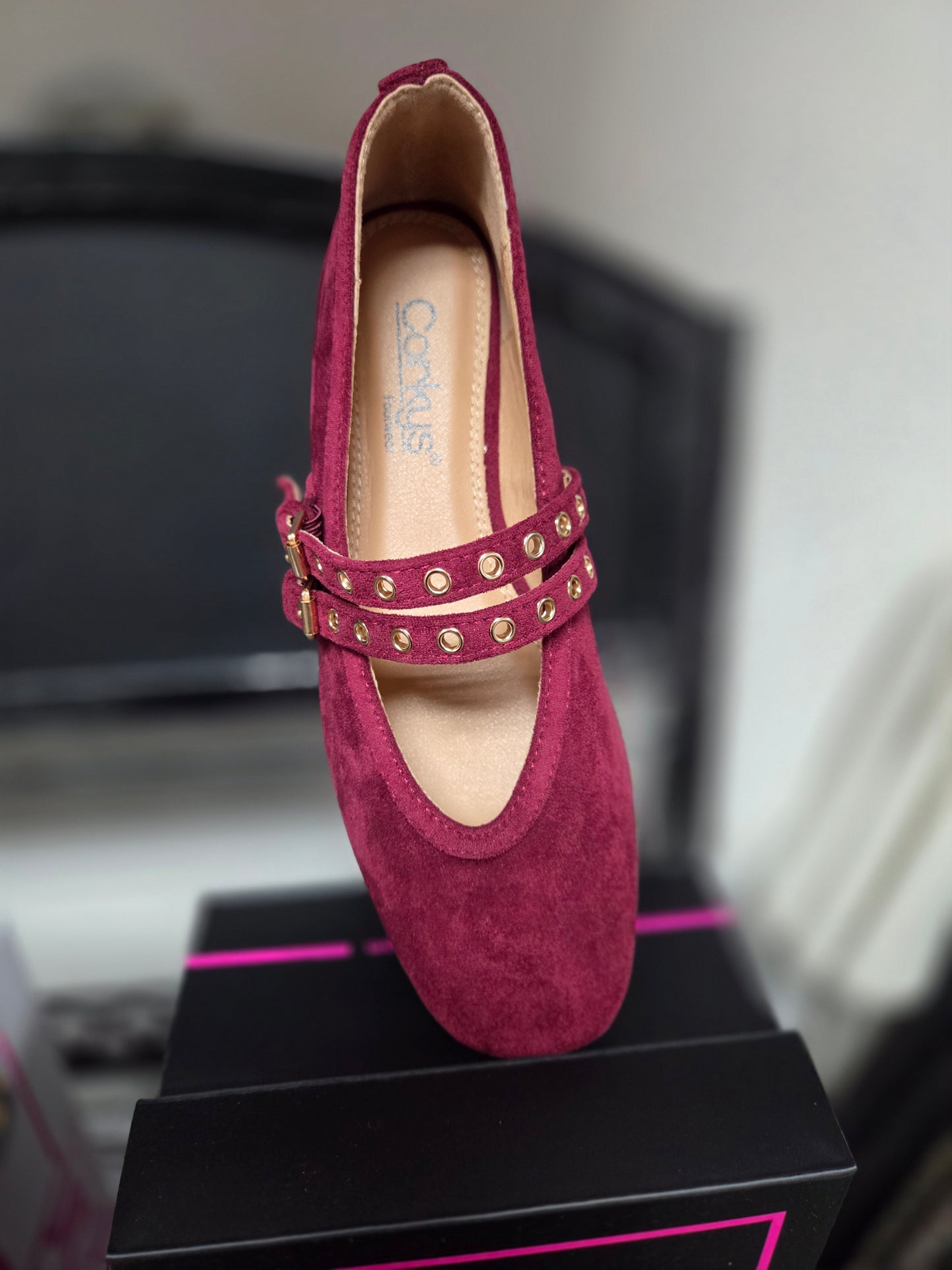 Corkys All Eyes On Me Double Strap Ballet Flats in Cranberry