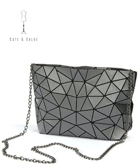Grey Geometric Crossbody Bag