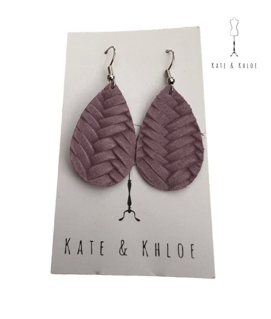 Small Lavender Teardrop Suede Earrings