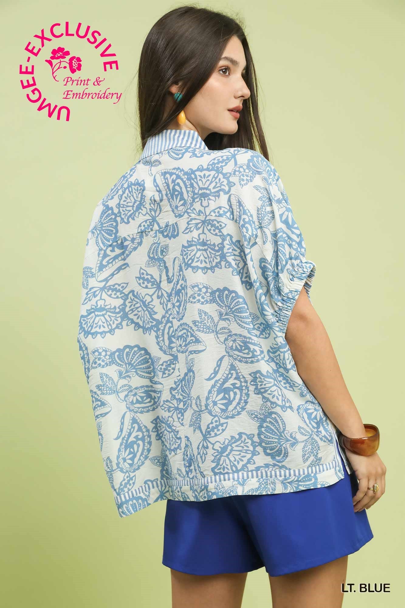 Botanical Print Trim Top ~ Exclusive Print