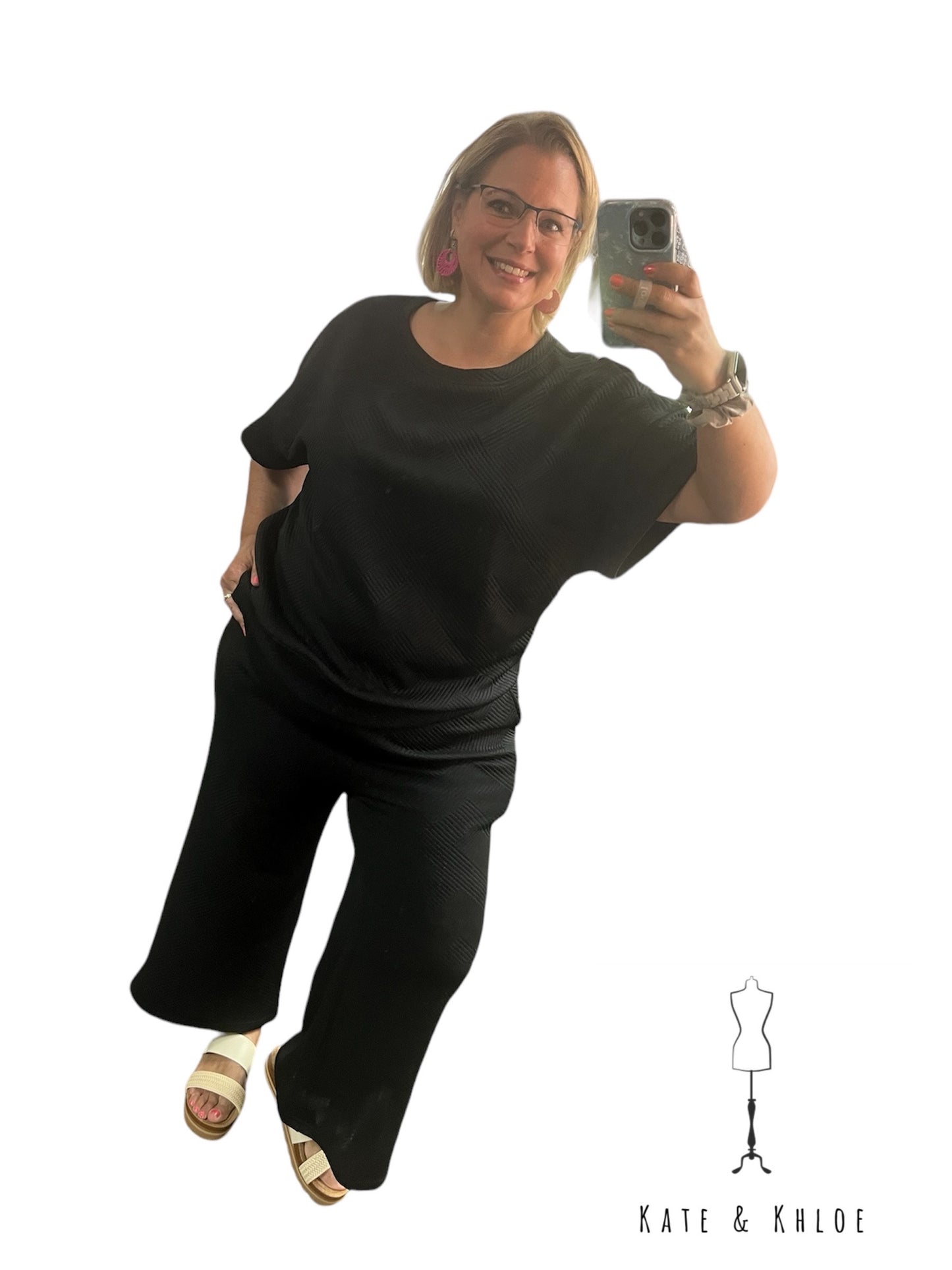 Effortless Chic Textured Top Black