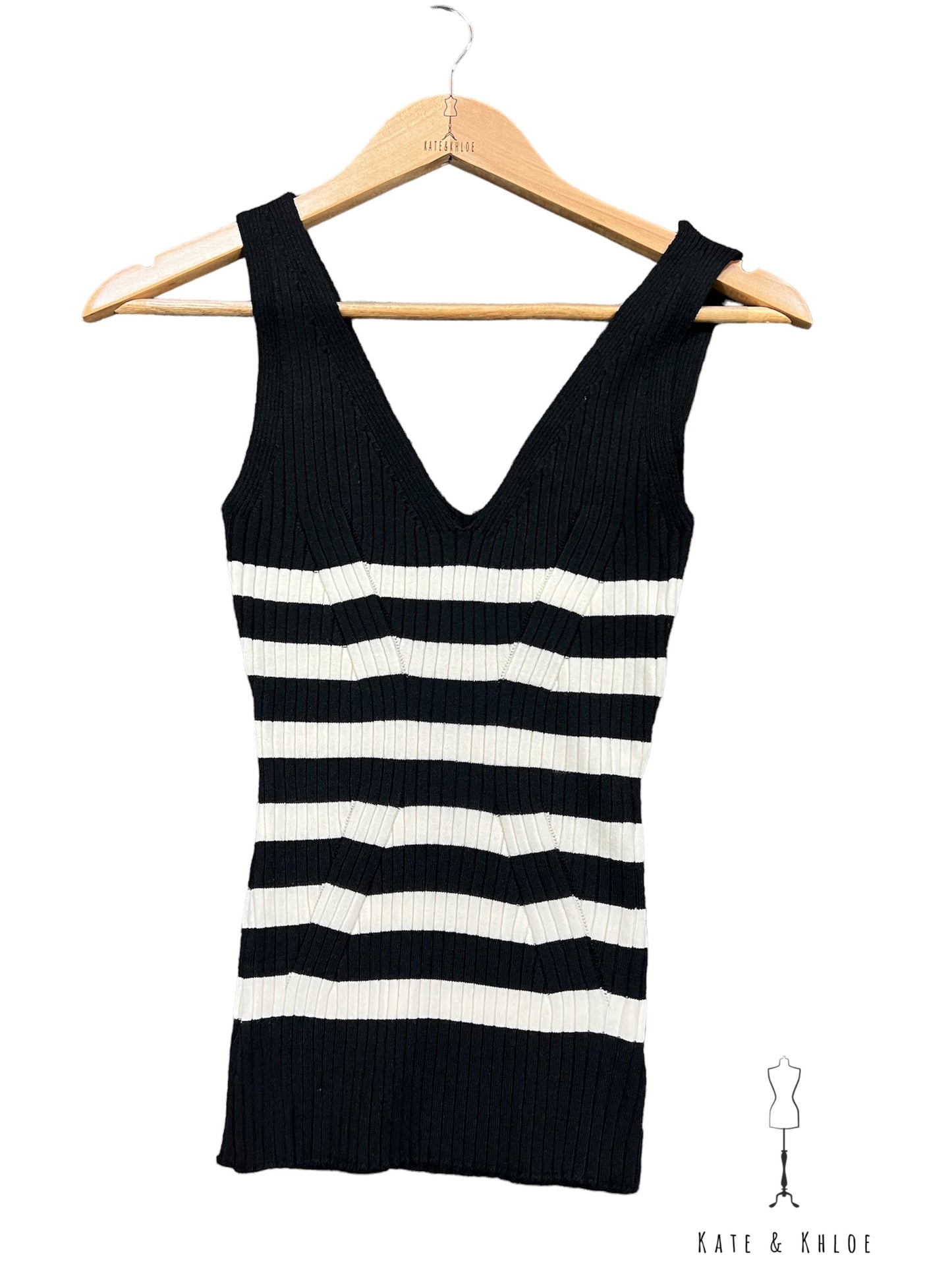 Striped Rib Knit Sweater Tank