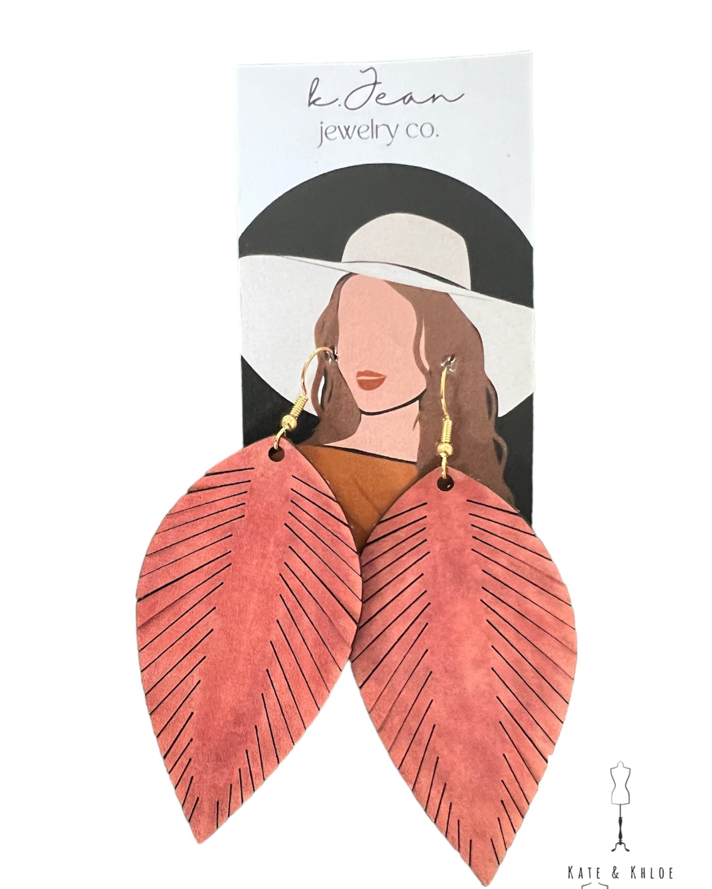 Medium Brown Clara Fringe Feather Leather Earrings