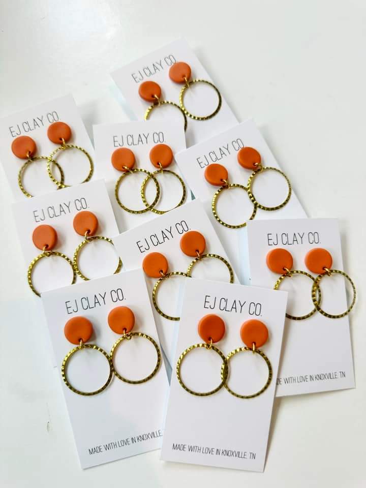 Orange Clay Dangles ~ Handmade Polymer Clay Earrings