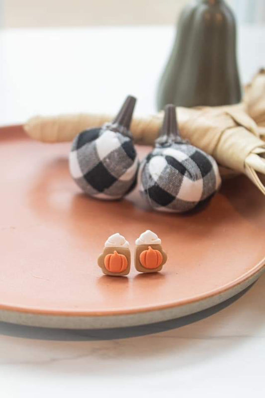 Pumpkin Spice Latte Polymer Clay Earrings