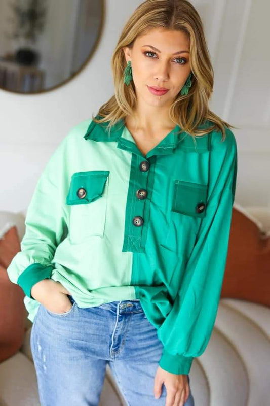 Be Ready ~ Green Long Sleeve Top
