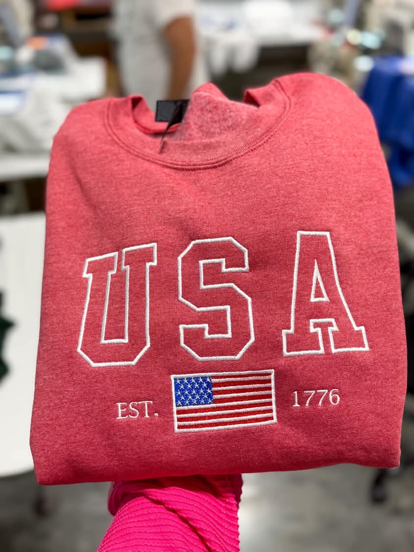 Embroidered USA Crewneck Sweatshirt