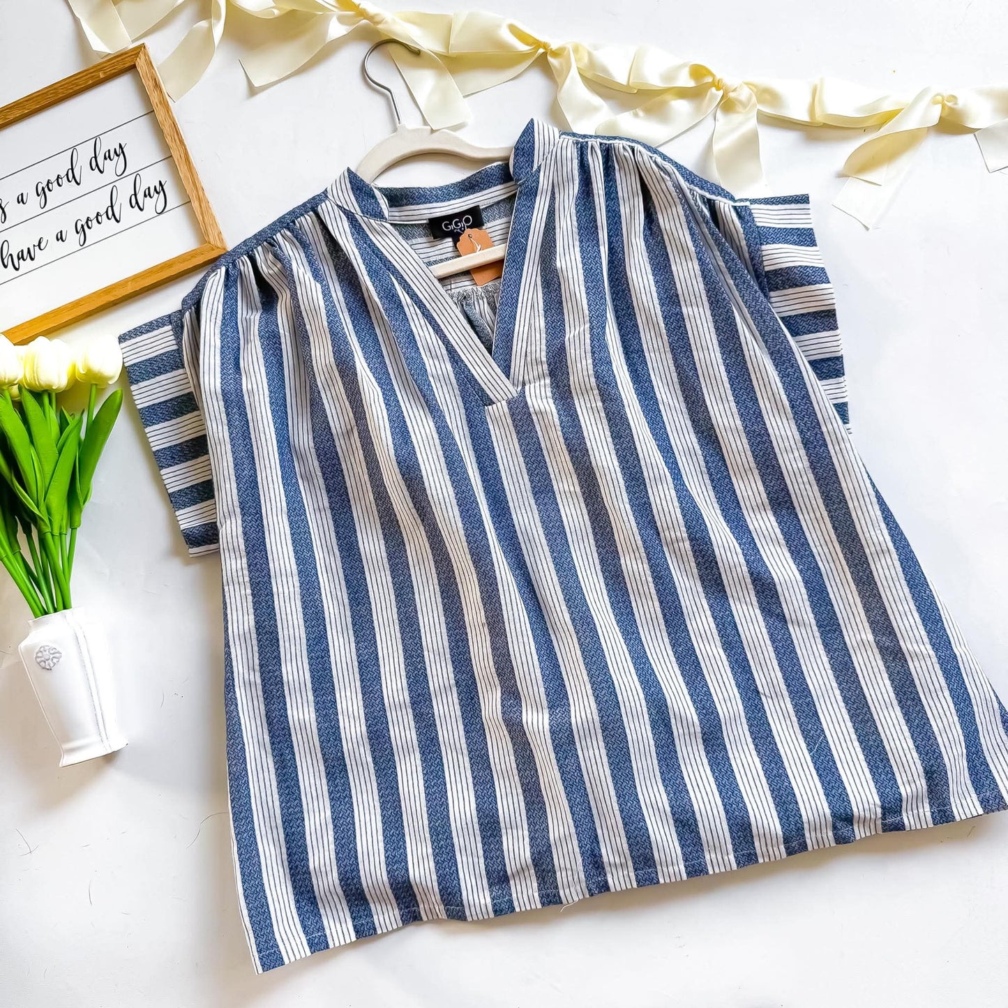 Luxe Vertical Striped Woven Top