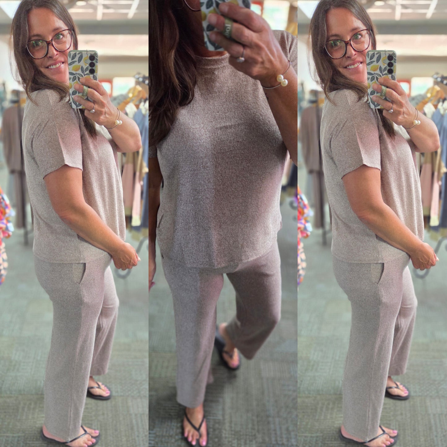 Cozy Melange Short Sleeve Set