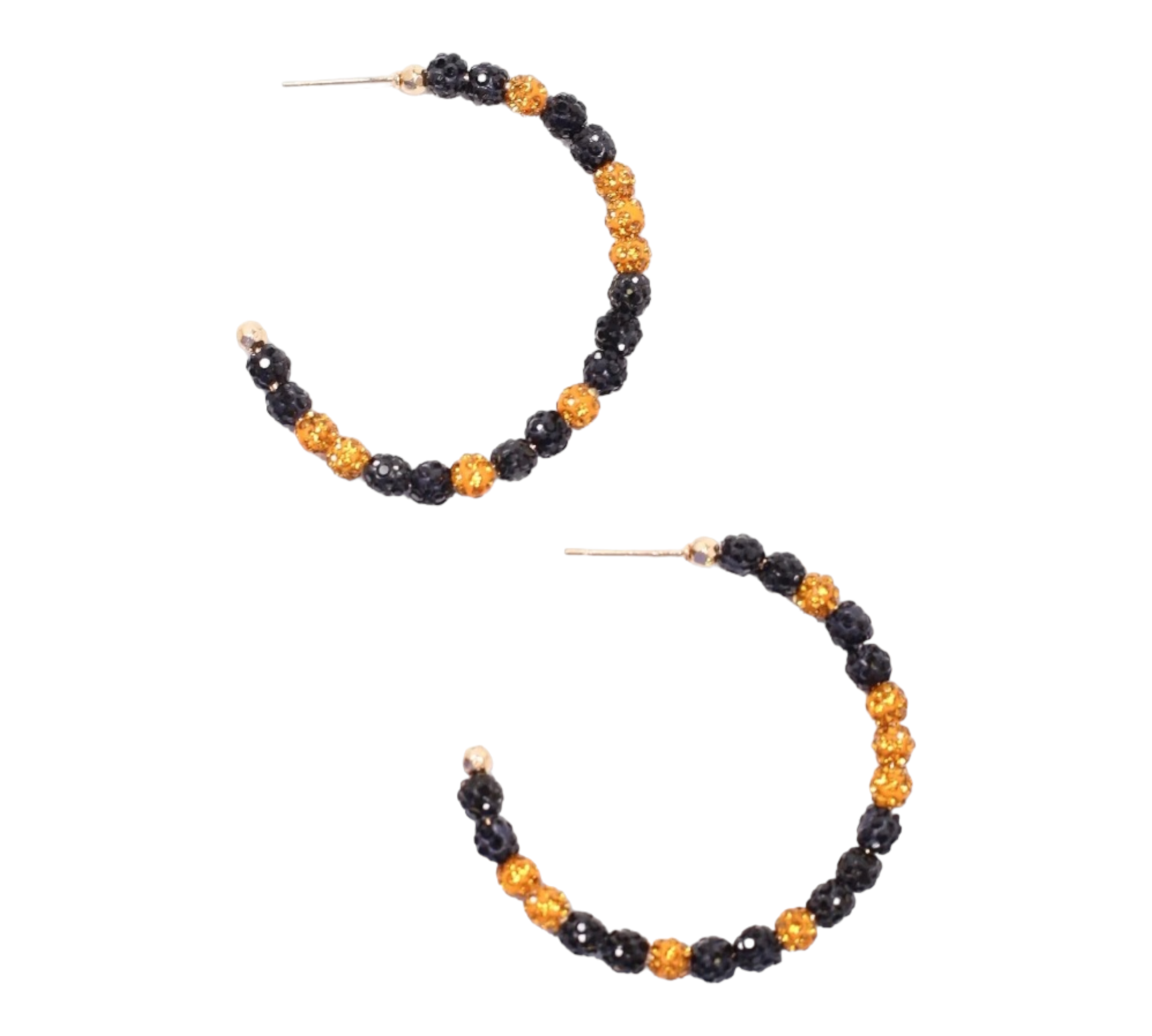 School Pride Pave Hoop Earrings Black & Gold Kate and Khloe