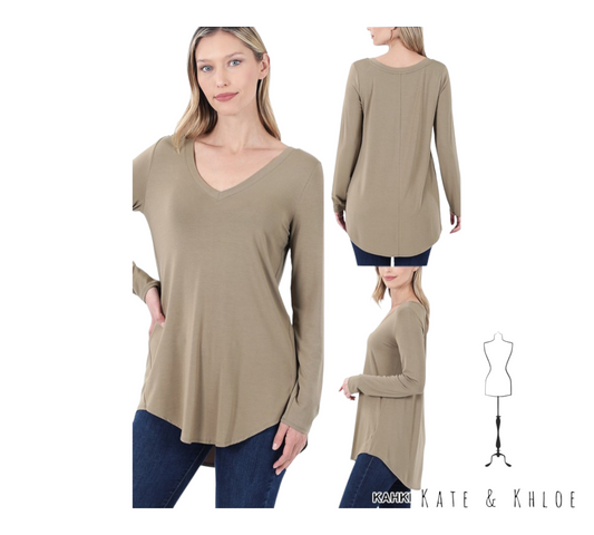 Classic Charm - Long Sleeve Top Khaki