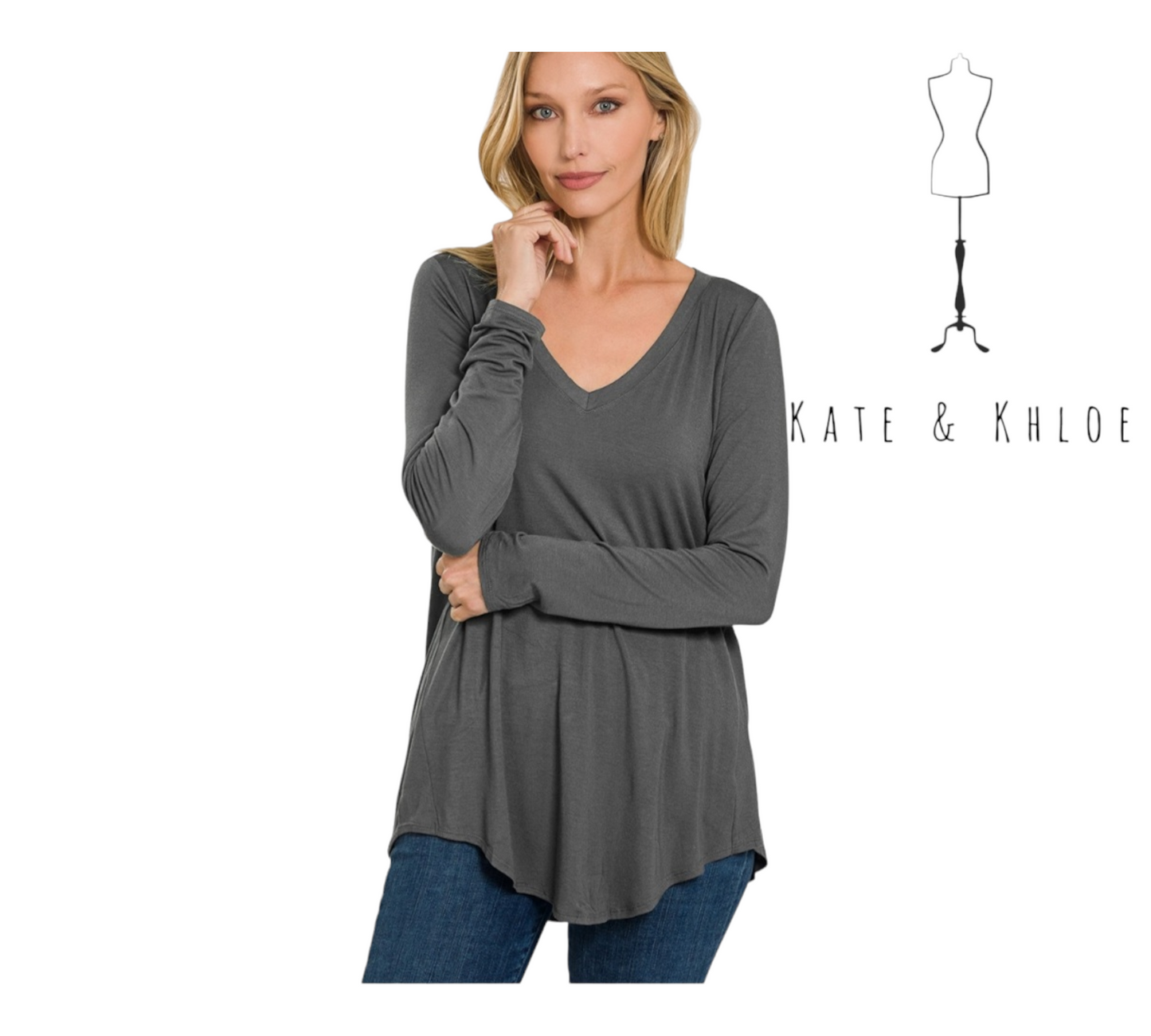 Classic Charm - Long Sleeve Top Grey