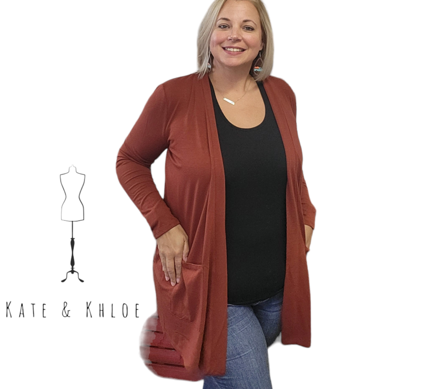 Relaxed Comfort Cardigan ~ Deep Terra Cotta