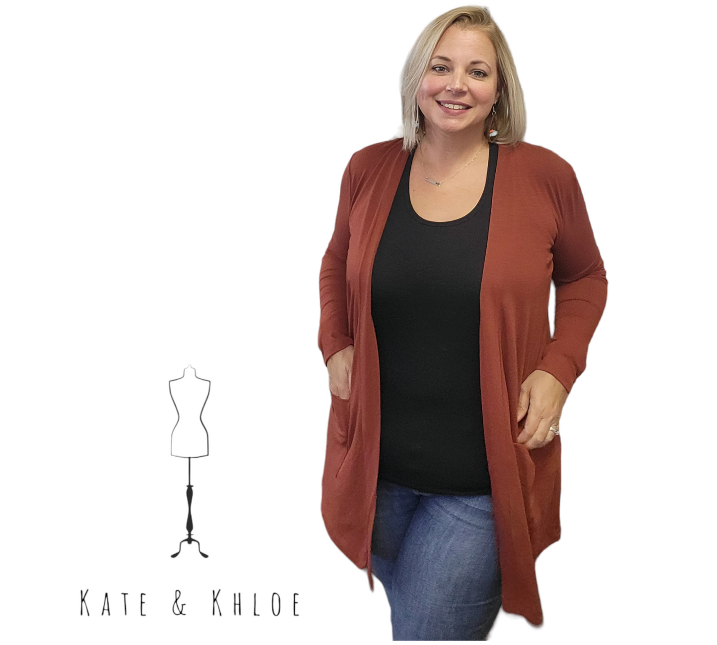 Relaxed Comfort Cardigan ~ Deep Terra Cotta