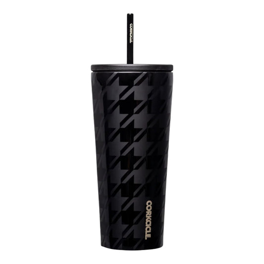 Corkcicle Cold Cup Onyx Houndstooth with Straw