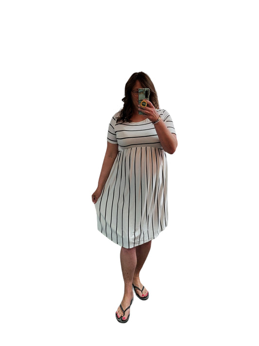 Ivory High Waisted Striped Dress