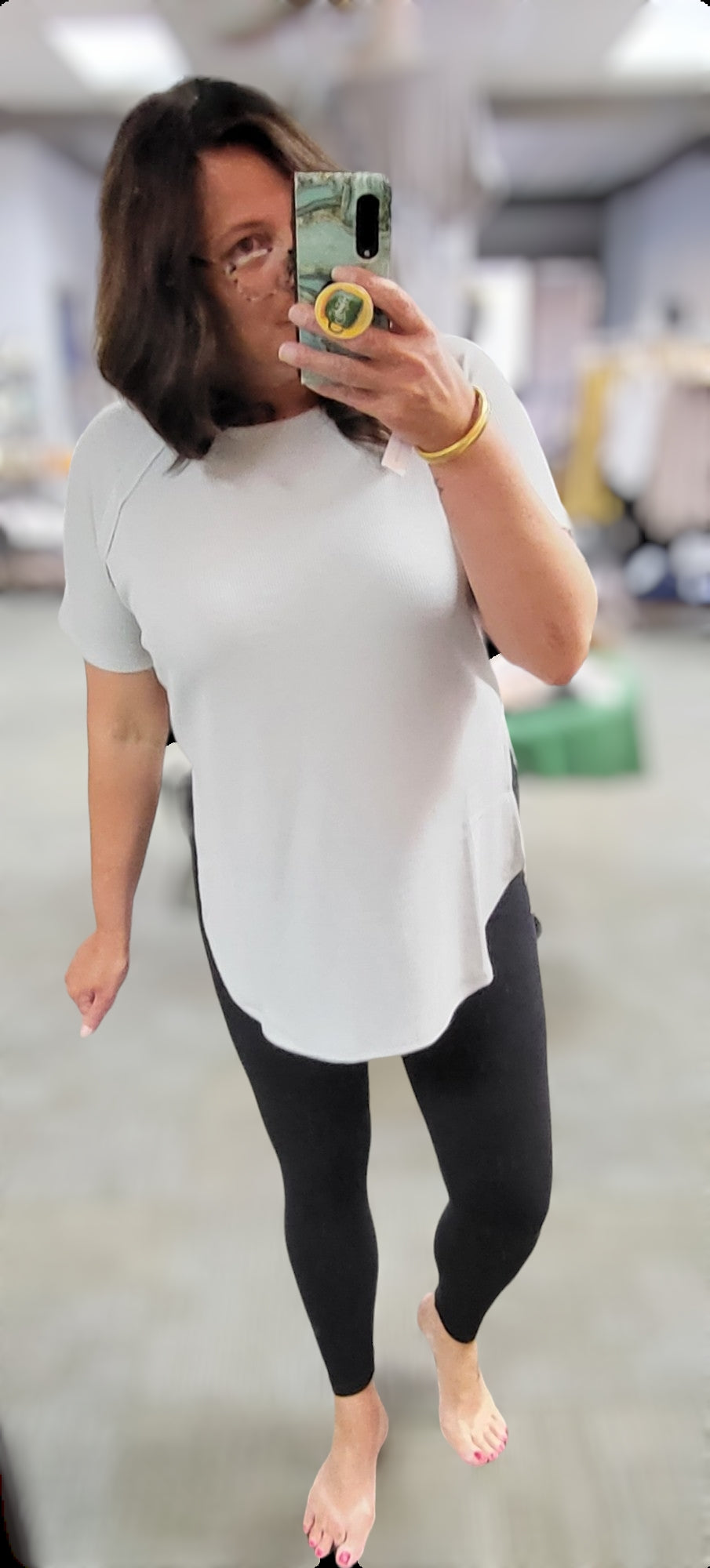 Couldn't Be Better Waffle knit top -Cement Grey Color