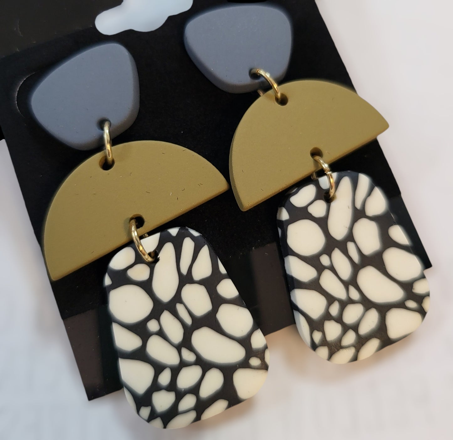Geometric Dangle Polymer Clay Earrings