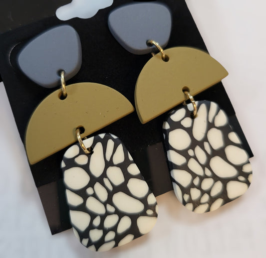Geometric Dangle Polymer Clay Earrings