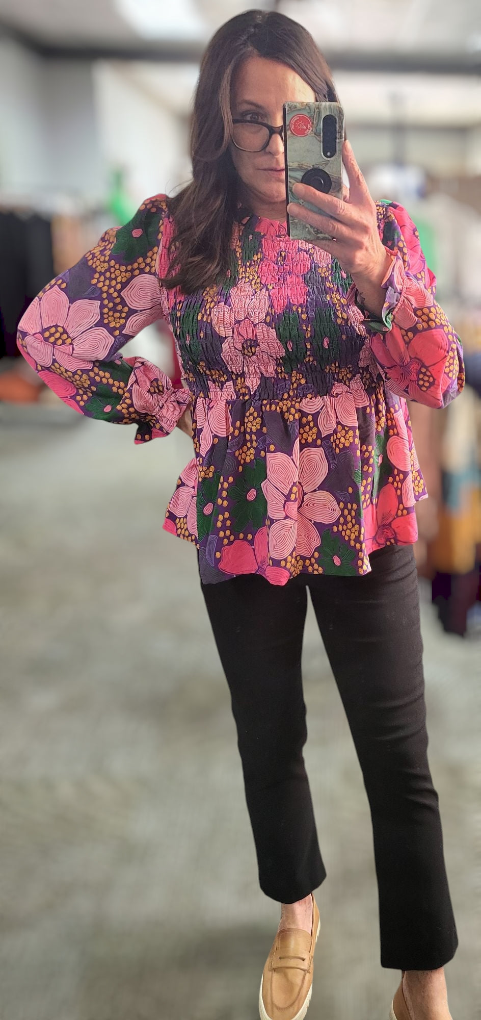 Mood Lifter Smocked Top ~Pink & Multicolor