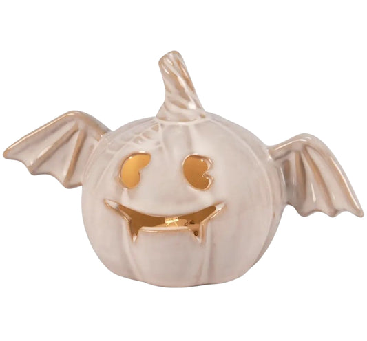 Lighted Pumpkin Bat Ceramic
