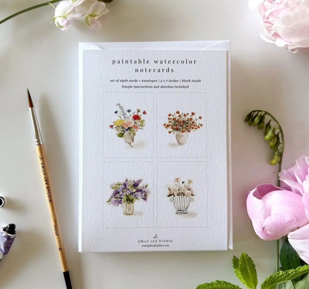 Bouquets Paintable Notecards Watercolor