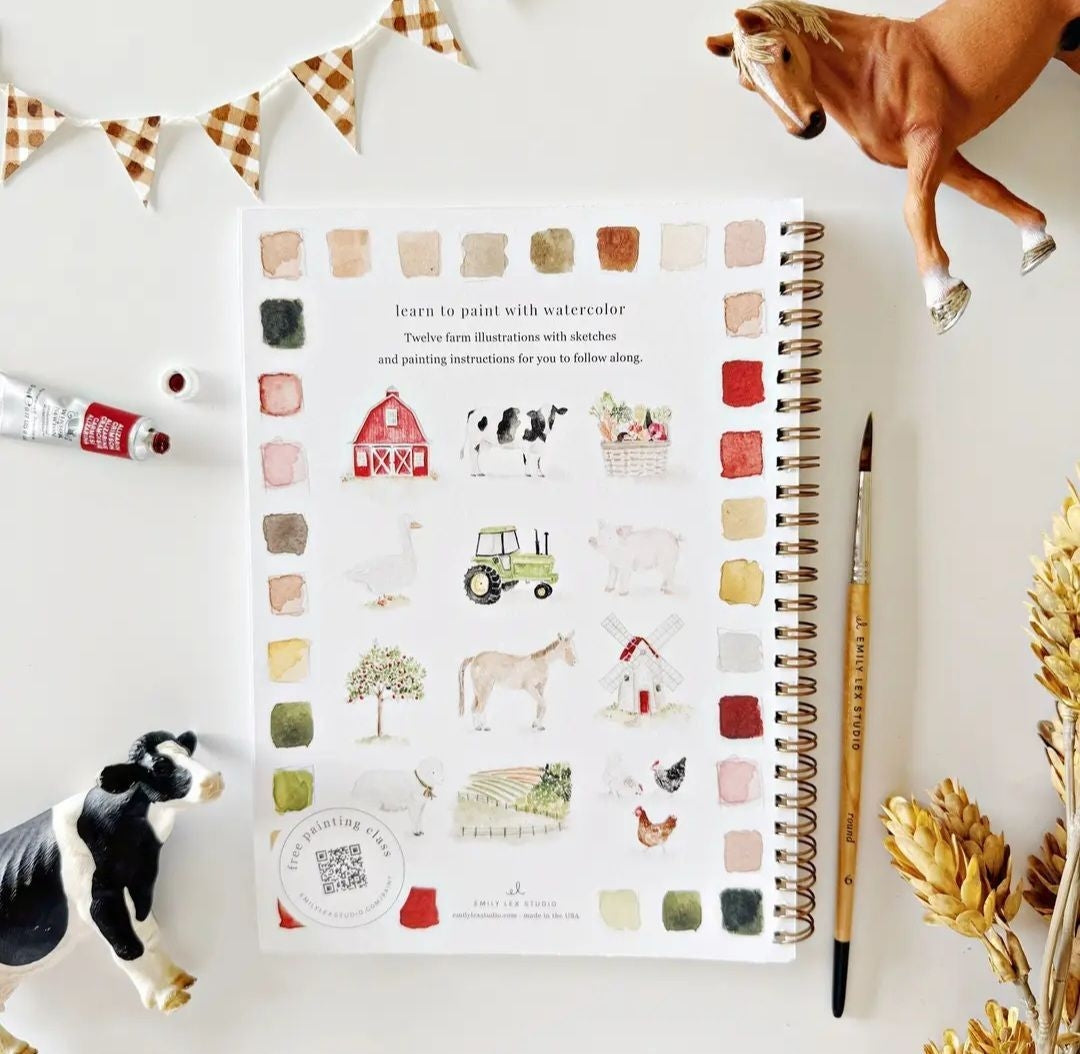 Farm Watercolor Workbook
