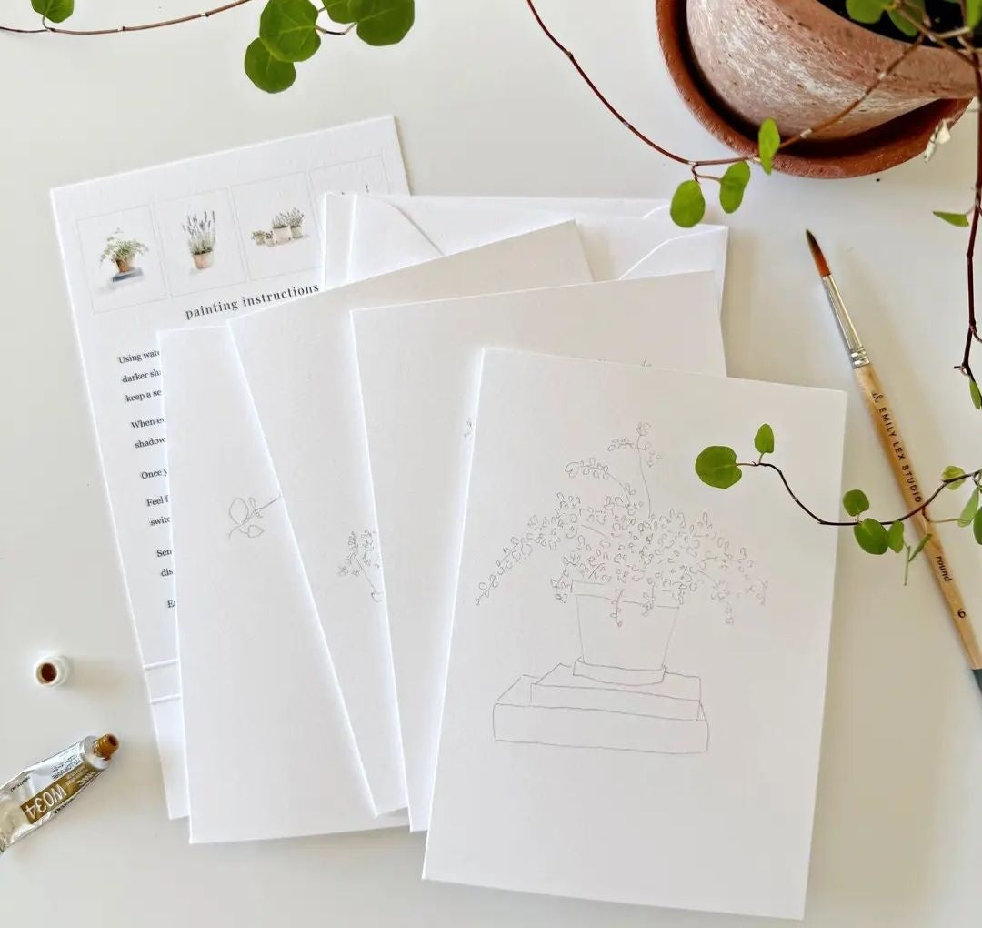 Potted Plant Watercolor Notecards