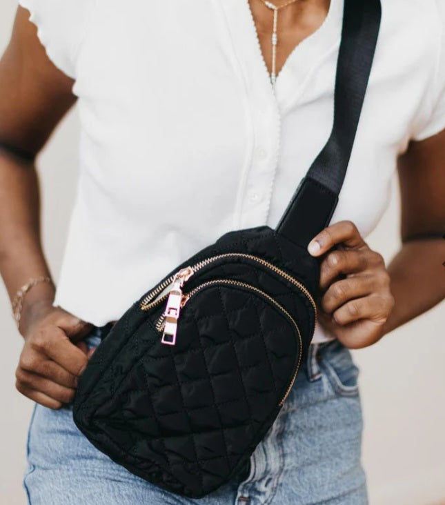 Pinelope Puffer Sling Bag Black