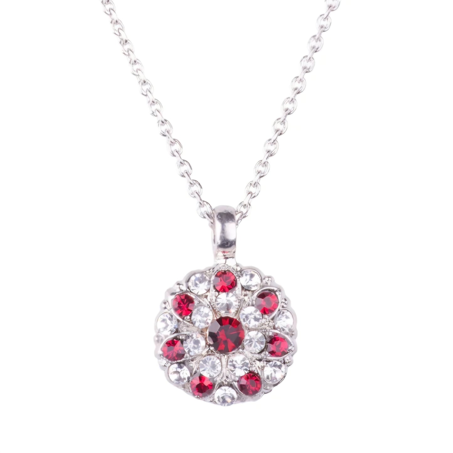 Mariana Guardian Angel Pendent Ruby & Clear Rhodium Necklace