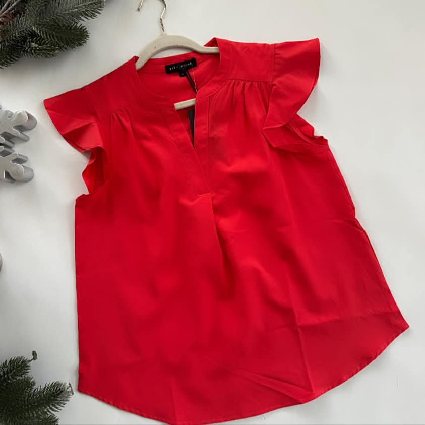 Ruffled Up Red Blouses