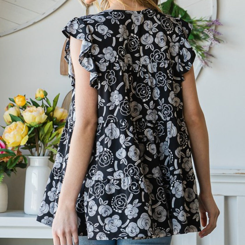 Luna ~ Butterfly Sleeve Tiered Top