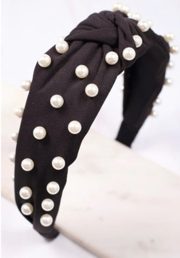 Apollo Headband with Pearl's ~ Black