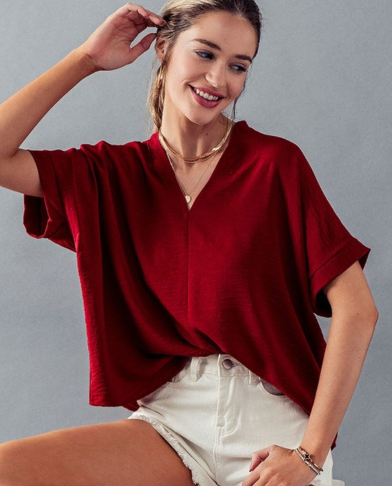 Everyday Gameday Oversized Top ~ Crimson