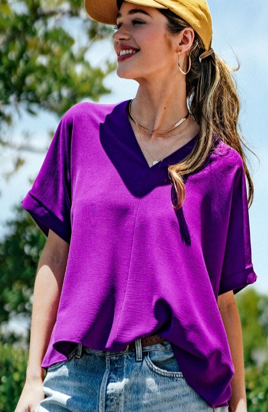Everyday Gameday Oversized Top ~ Purple