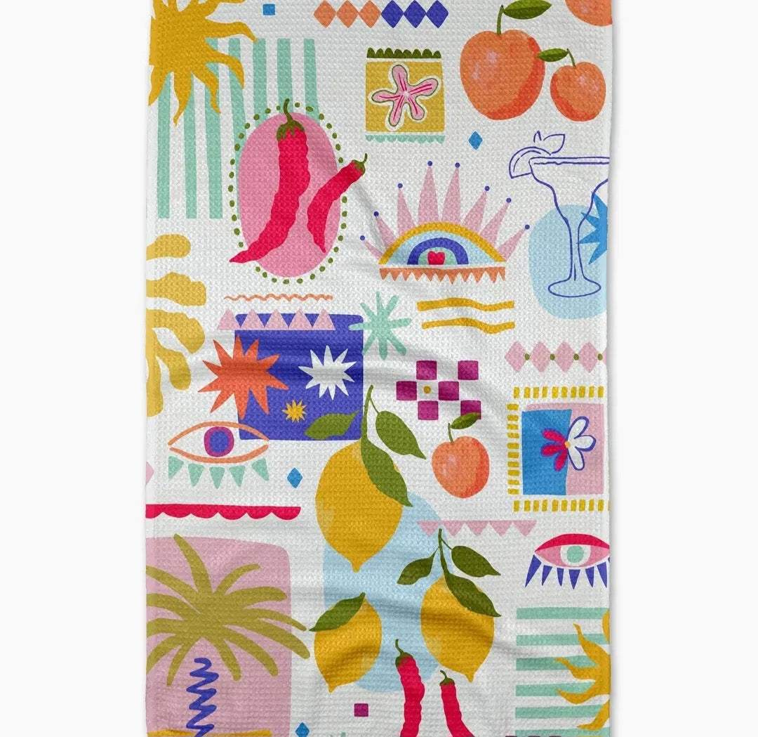 Italian Picnic Geometry Tea Towel