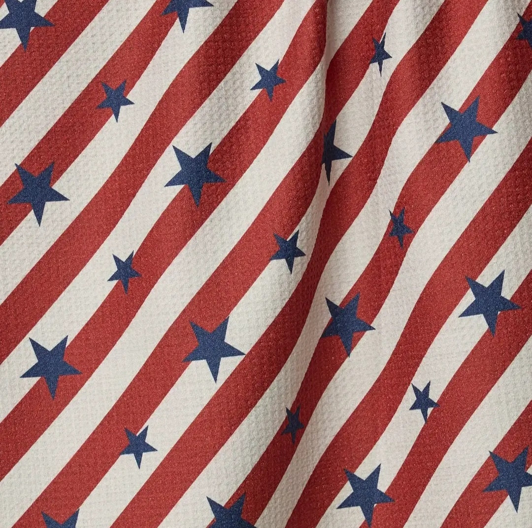 Patriotic Stripes Geometry Tea Towel