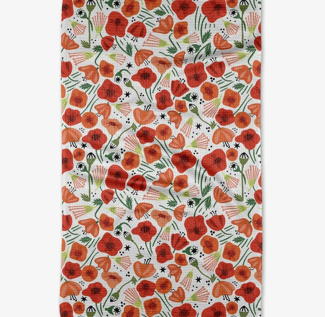 Poppy Power Geometry Tea Towel