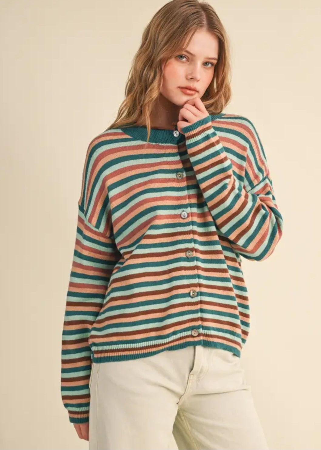 Retro Prep Relaxed Striped Cardigan