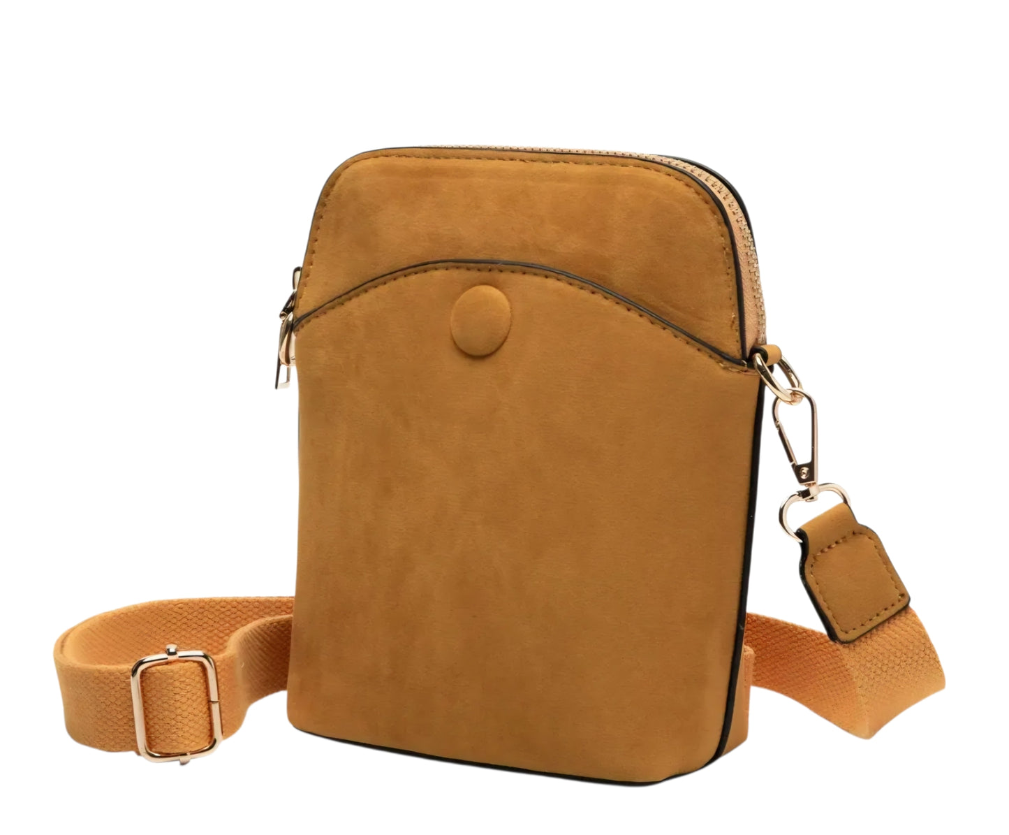 Mustard Faux Suede Crossbody Bag