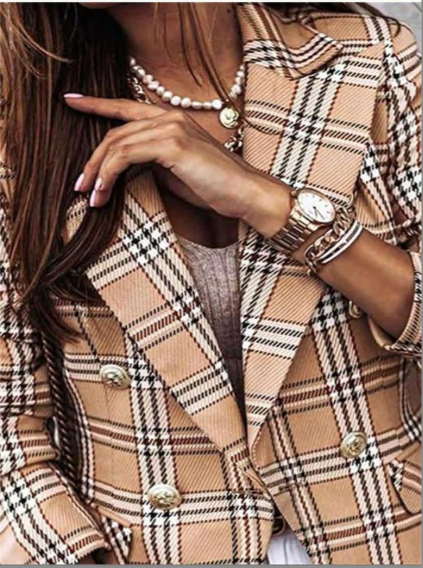 Molly - Tan Plaid Blazer
