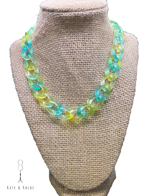 Shades of Green Acrylic Chain Necklace